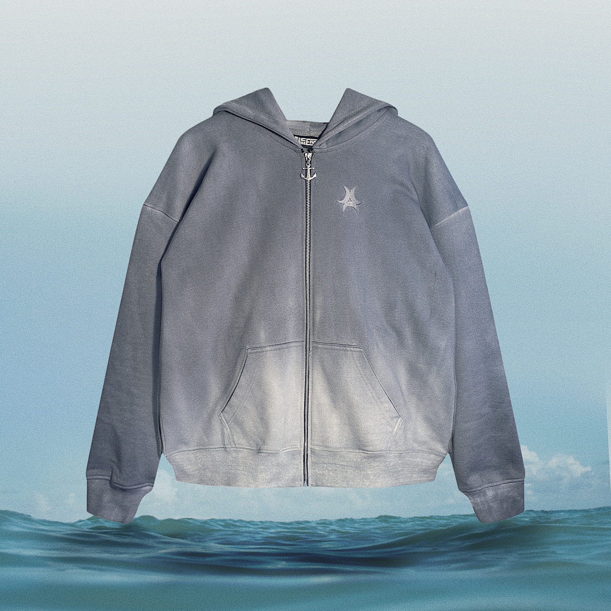 Sea Washed Ankor Zip Up Hoodie | Unisex |